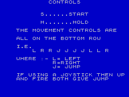 Jungle Fever (ZX Spectrum) screenshot: Controls.