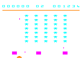 Space Invaders (Dragon 32/64) screenshot: Starting out