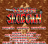Samurai Shodown (Game Gear) screenshot: Title screen.