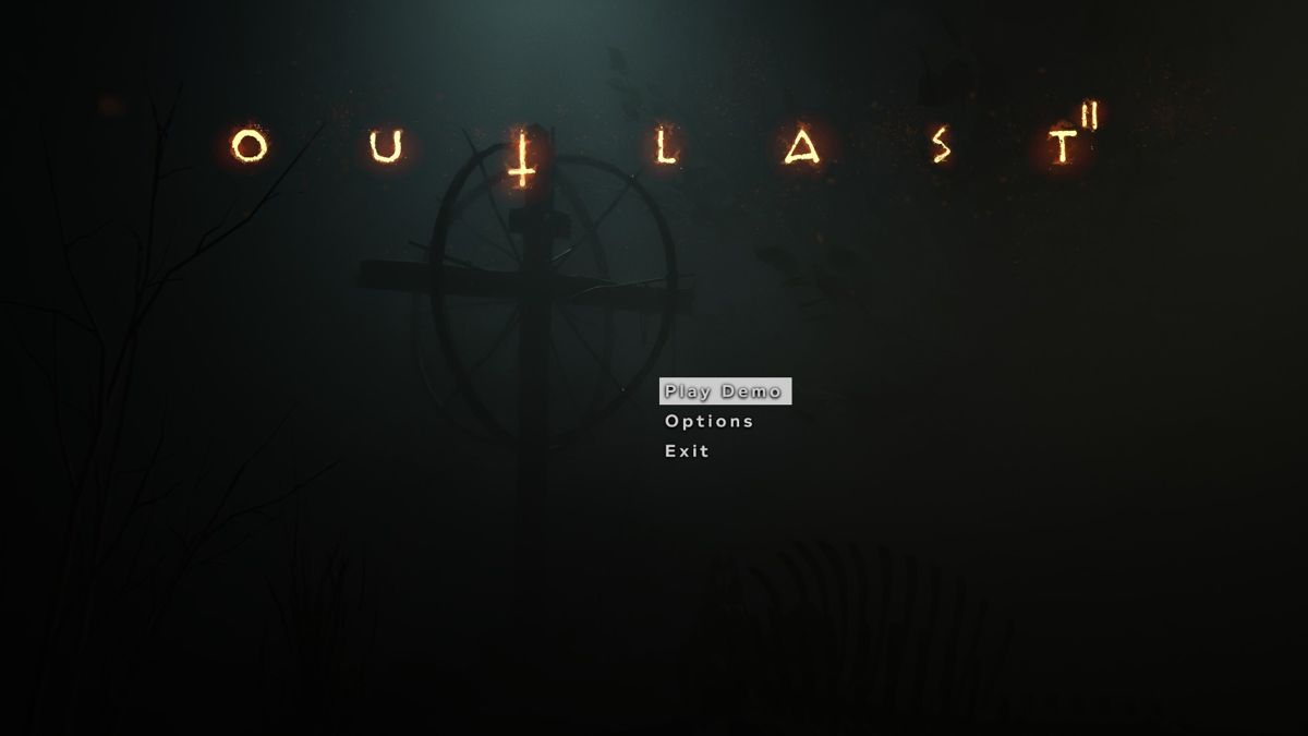 Outlast II (Windows) screenshot: Main Menu (Demo version): This demo was released in October 2016 for a limited period of time.