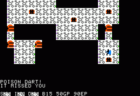 Beneath Apple Manor (Apple II) screenshot: Some chests are trapped.