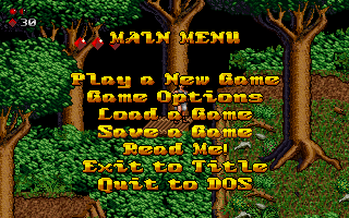 Realms of Chaos (DOS) screenshot: In-game menu.