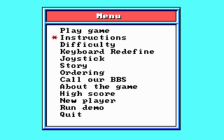 Word Rescue (DOS) screenshot: Main menu