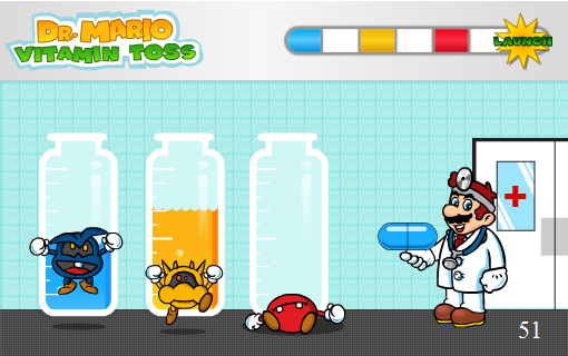 Dr. Mario: Vitamin Toss (Browser) screenshot: Red is down.