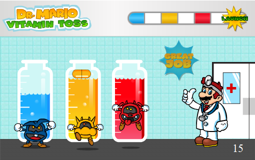 Dr. Mario: Vitamin Toss (Browser) screenshot: Got one in yellow.