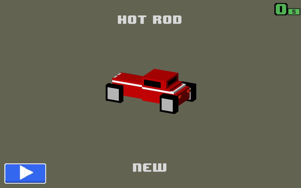 Smashy Road: Wanted (Android) screenshot: The hot rod car has been unlocked.