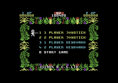 Sabre Wulf (Commodore 64) screenshot: Main menu