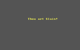 Dunjonquest: Temple of Apshai (DOS) screenshot: Thou art slain! (game over)