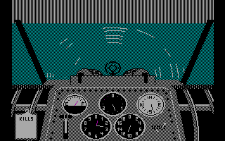 War Eagles (DOS) screenshot: Caught in a tailspin, things don't look good for our hero (CGA)