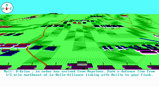 Waterloo (DOS) screenshot: Beginning of the Battle of Waterloo!