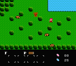 Seiken Psycho Caliber: Majū no Mori Densetsu (NES) screenshot: Monsters are roaming the forest.