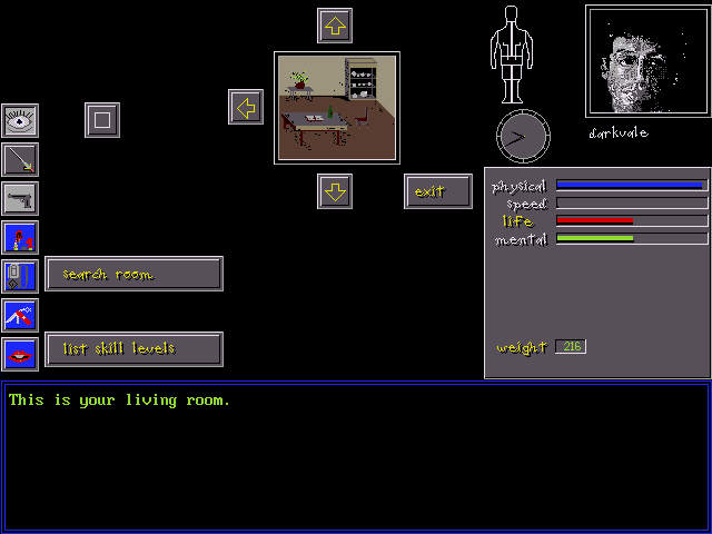 Defender of Boston: The Rock Island Mystery (DOS) screenshot: You start at your rented house.