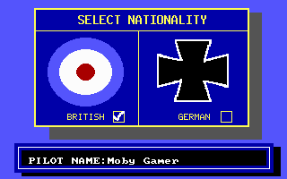 War Eagles (DOS) screenshot: Nationality selection (EGA)