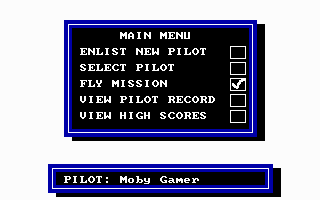 War Eagles (DOS) screenshot: Main menu (EGA)