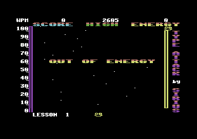 Type Attack (Commodore 64) screenshot: And thus energy