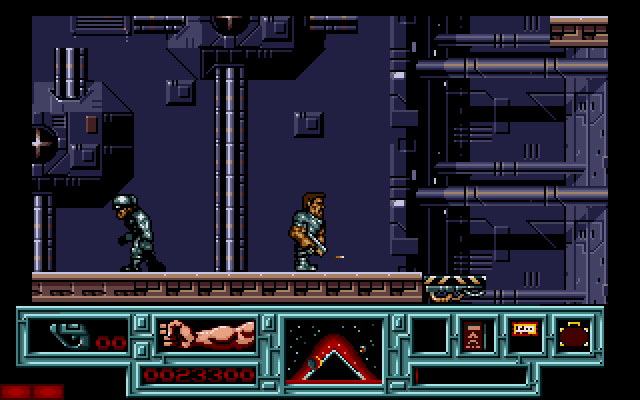Total Recall (Amiga) screenshot: Got the gun