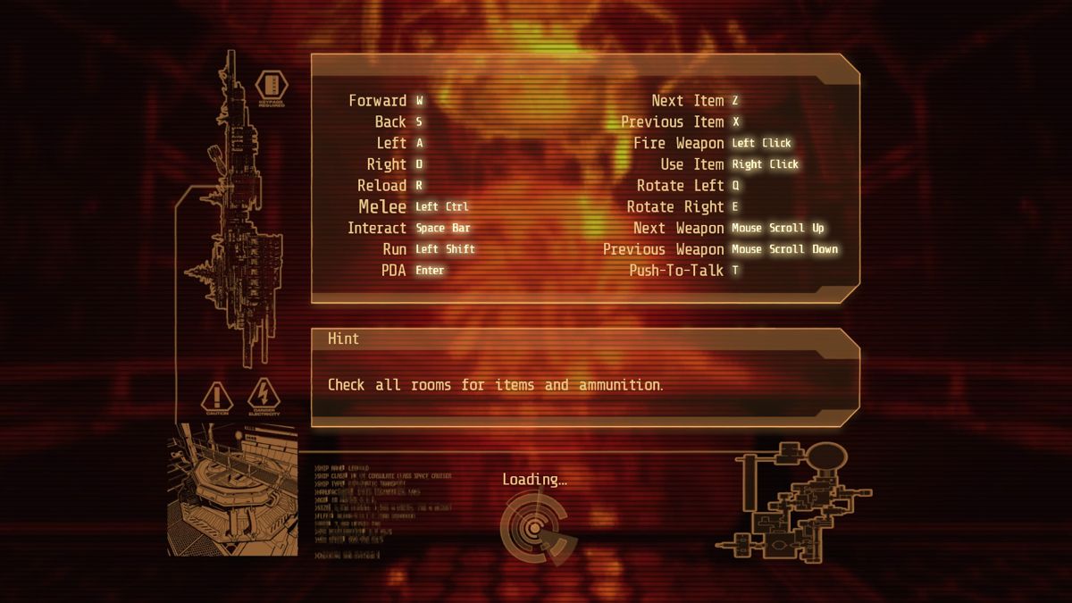 Alien Breed 3: Descent (Windows) screenshot: Mission load screen.