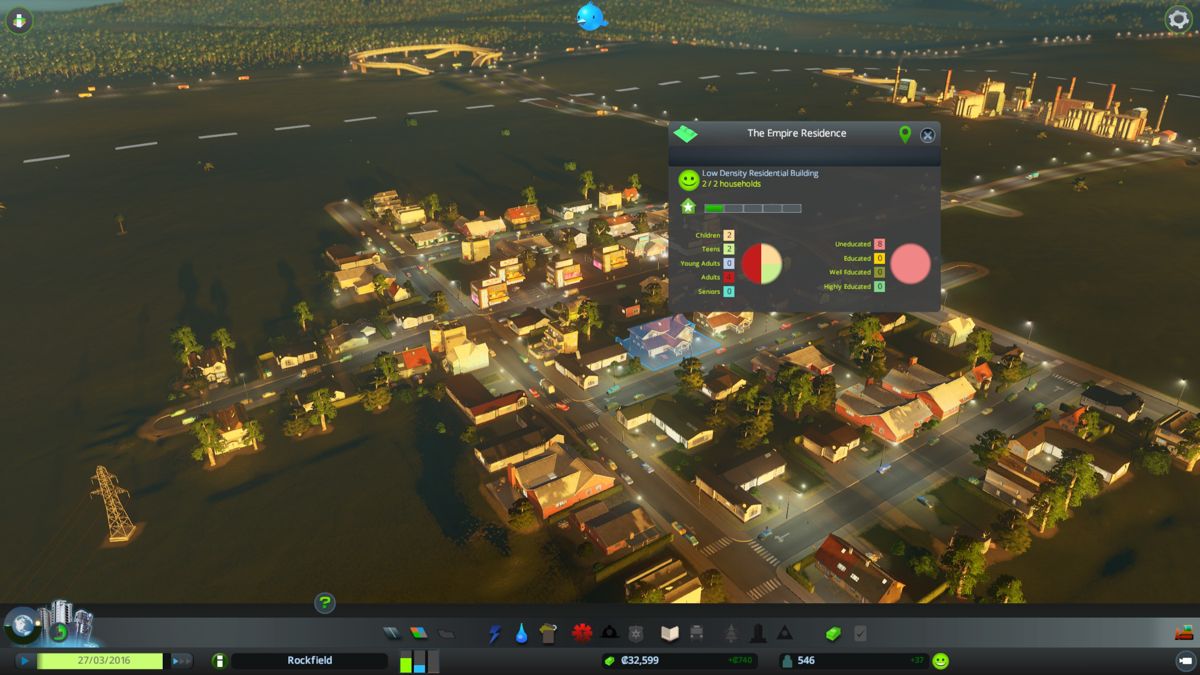 Cities: Skylines (Windows) screenshot: You can get detailed occupation information about every building.