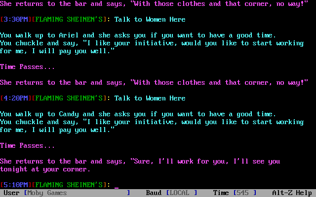 PimpWars (DOS) screenshot: Hit and miss recruitment tactics