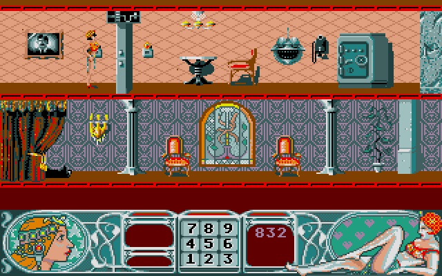 Mata Hari (Atari ST) screenshot: You are inputing the Secret Code to open Electronic Door...The Safe is not cracked yet...