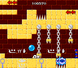 Liquid Kids (TurboGrafx-16) screenshot: Crushed to death by spikes