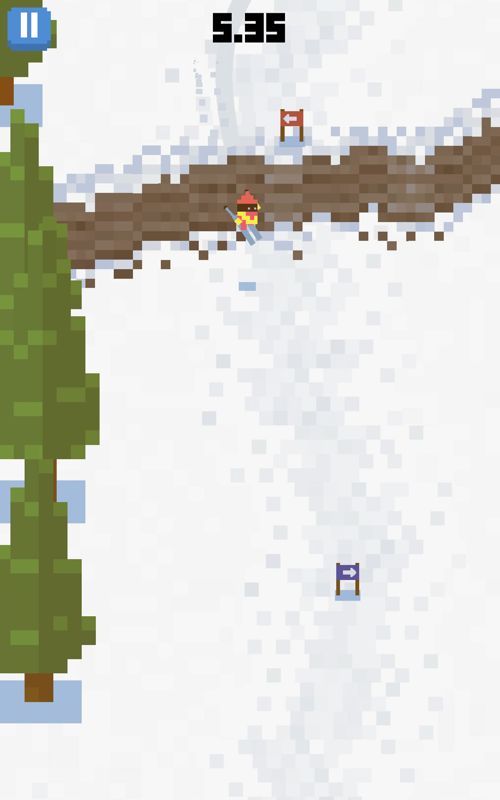 Skiing: Yeti Mountain (Android) screenshot: Jumping over a gap.