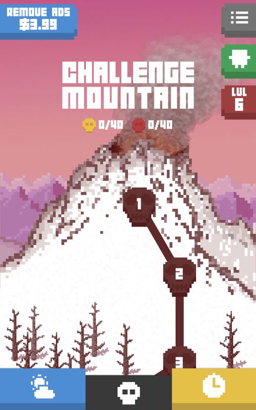 Skiing: Yeti Mountain (Android) screenshot: The levels of the more difficulty Challenge Mountain