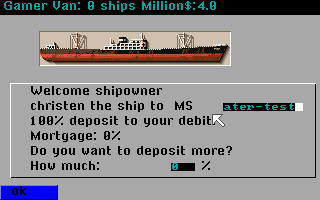 Ports of Call (DOS) screenshot: Terms of purchase
