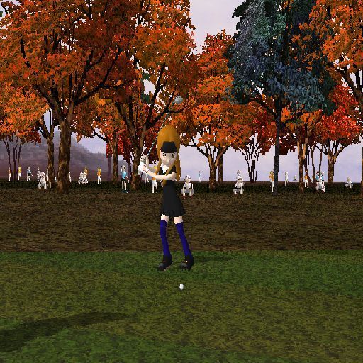Mr. Golf (PlayStation 2) screenshot: This is our opponent, she looks cute but she's very good