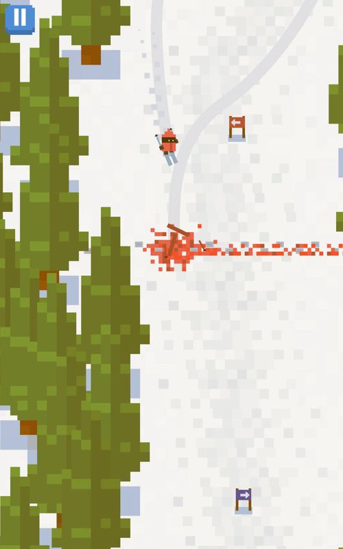 Skiing: Yeti Mountain (Android) screenshot: Something ugly happened here.