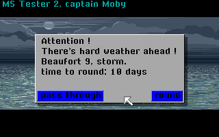 Ports of Call (DOS) screenshot: Huge threats menace your bottom line