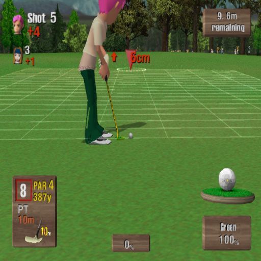 Mr. Golf (PlayStation 2) screenshot: There's a button that brings up the grid so that the player can judge their putt