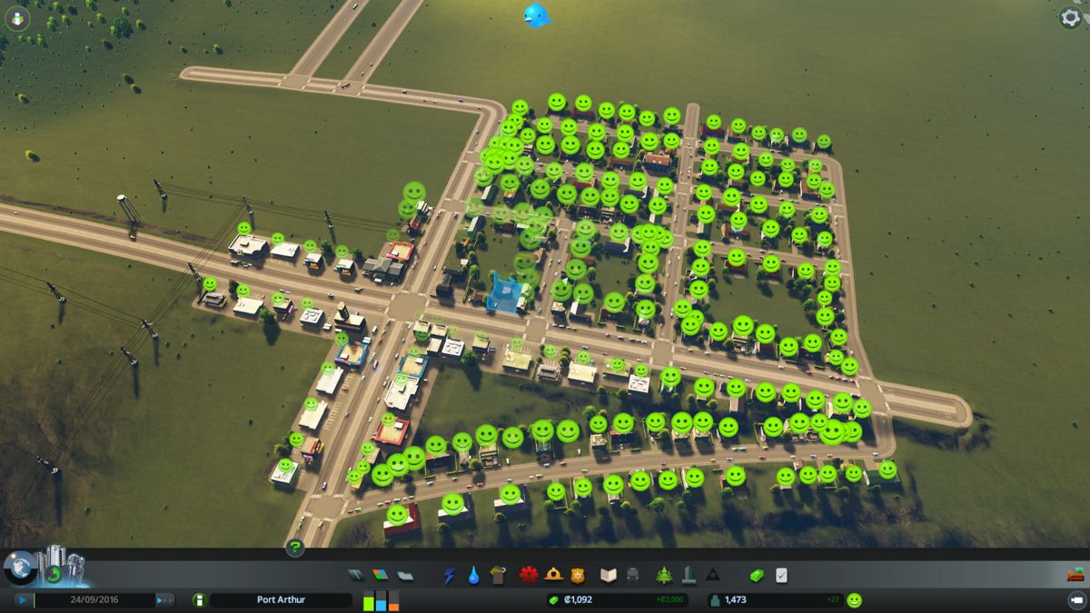 Cities: Skylines (Windows) screenshot: Building a fire station sure makes people happy.