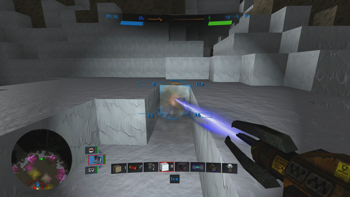 Xenominer (Xbox 360) screenshot: We mine away some blocks... (Trial version)