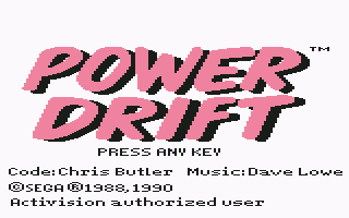 Power Drift (Commodore 64) screenshot: Title screen