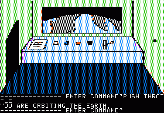 Hi-Res Adventure #0: Mission Asteroid (Apple II) screenshot: Orbiting the earth.