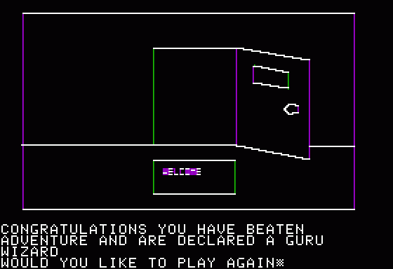 Hi-Res Adventure #1: Mystery House (Apple II) screenshot: Great, I always wanted to be a Guru Wizard.