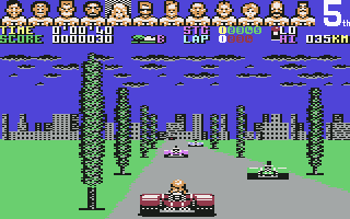 Power Drift (Commodore 64) screenshot: First race