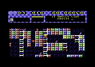 P. P. Hammer and His Pneumatic Weapon (Commodore 64) screenshot: The goal of the bonus round is to find the extra life.