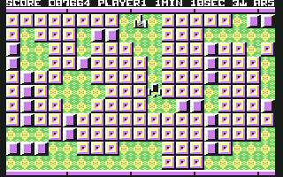 Anarchy (Commodore 64) screenshot: Area 5. The droid pursues you around the area