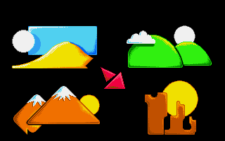 Paragliding (DOS) screenshot: Choosing a place (VGA)