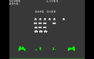 Invaders 1978 (DOS) screenshot: Game over...