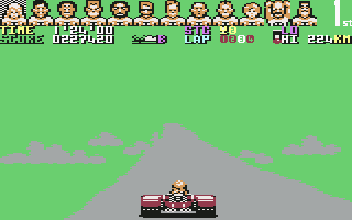 Power Drift (Commodore 64) screenshot: Up on the bridge