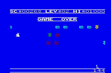 Kwazy Kwaks (VIC-20) screenshot: Game over