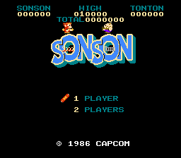 SonSon (NES) screenshot: Title screen.