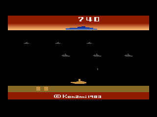 Marine Wars (Atari 2600) screenshot: Fighting battleships at night