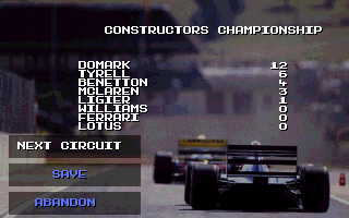 Formula One (DOS) screenshot: Constructors Championship