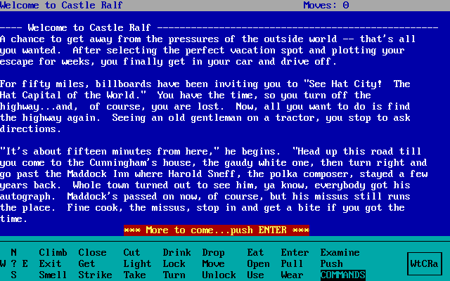 Castle Ralf (DOS) screenshot: The introduction begins. It's a holiday...