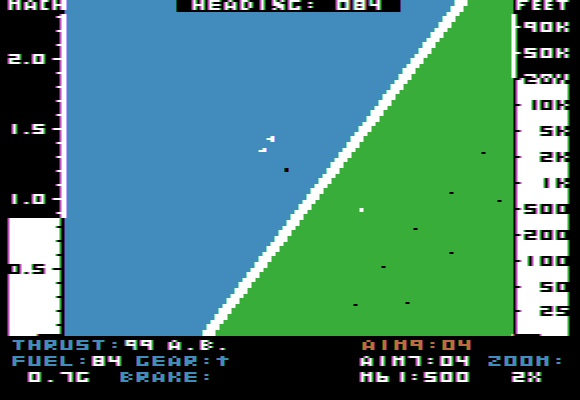 Jet (Apple II) screenshot: Battle sequence.