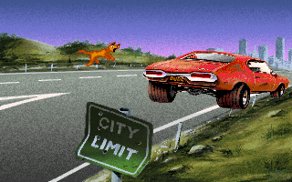 Wacky Funsters! The Geekwad's Guide to Gaming (DOS) screenshot: Road Kill intro...